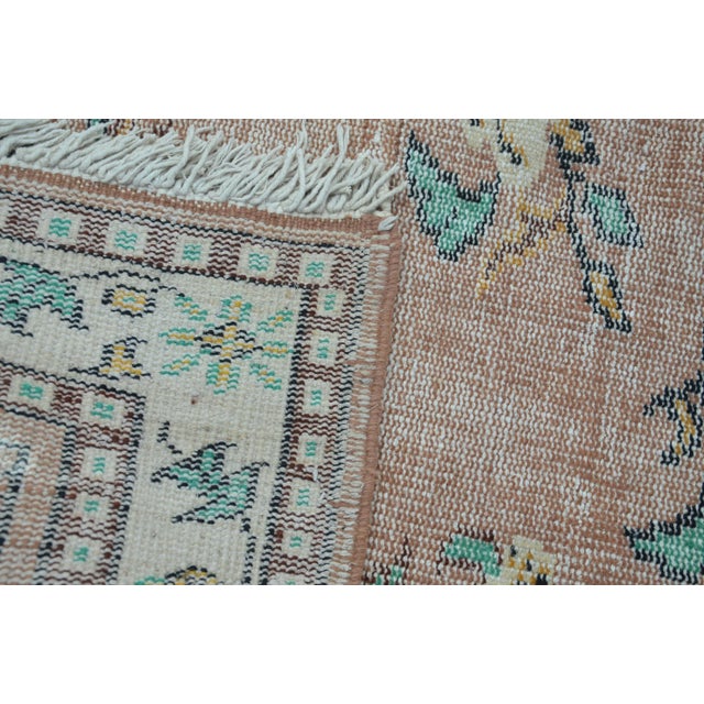 Modern Turkish Oushak Handwoven Boho Turquoise and Brown Wool Floral Rug For Sale - Image 4 of 7