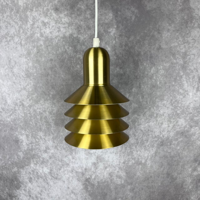 Vintage Danish Gold Pendant Lamps from Lyskær Belysning, 1970s, Set of 2 For Sale - Image 6 of 6
