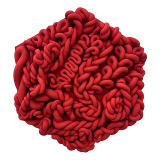 Vibrant Pop Art Red Fake Marshmallow Series Sculpture in Clay For Sale