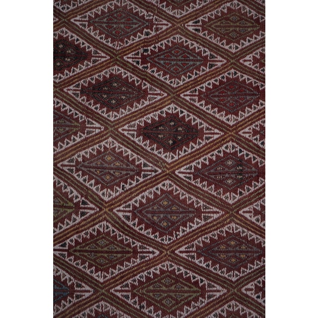 Textile Vintage Turkish Jajim Rug 4'8'' X 7'1'' For Sale - Image 7 of 10