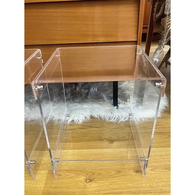 Acrylic Glass Bedside Tables by Michel Dumas for Roche Bobois, 1970s, Set of 2 For Sale - Image 4 of 7