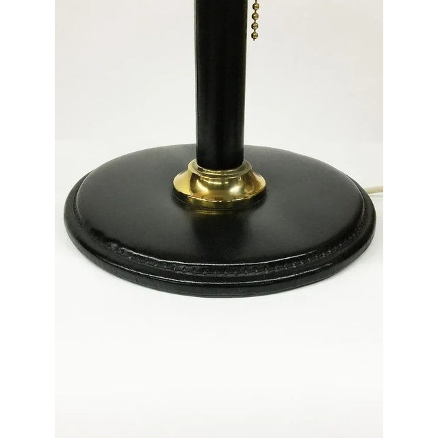 Italian Black Leather Table Lamp in the Style of Jacques Adnet For Sale - Image 5 of 8