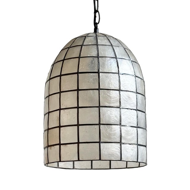 Capiz Shell Bell Pendant Light Small For Sale In Los Angeles - Image 6 of 13
