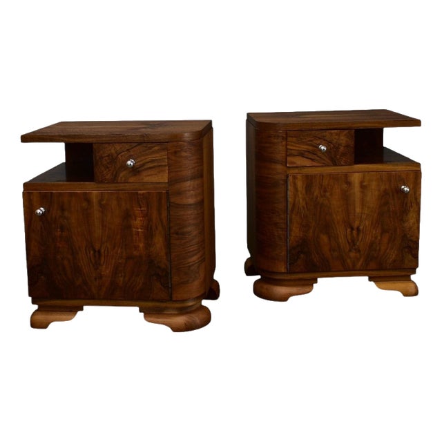 Art Deco Bedside Tables, Czechoslovakia, 1934, Set of 2 For Sale