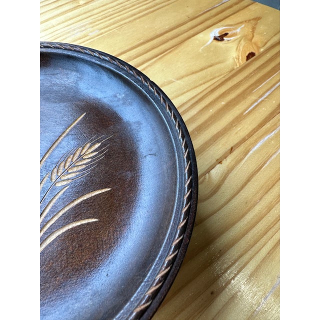 Mid-Century Modern 1970s Wooden Music Box Tray With Wheat Details For Sale - Image 3 of 9