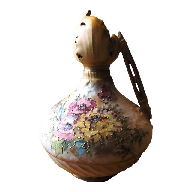 1920s Mermod & Jaccard Cream Color Pitcher With Raised Gold Trim For Sale