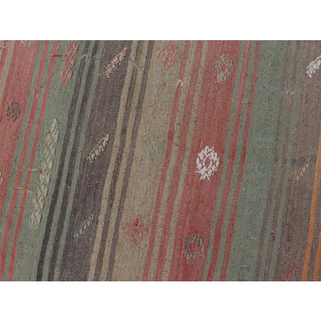 Mid 20th Century Vintage Turkish Kilim Runner With Stripes in Multi Soft Colors For Sale - Image 12 of 12