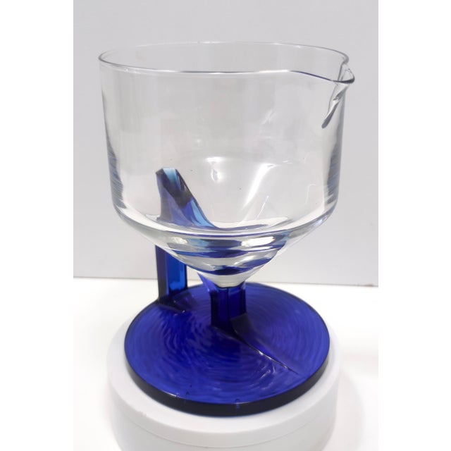 Vintage Postmodern Italian Blue Glass Pitcher, 1970s For Sale - Image 7 of 10