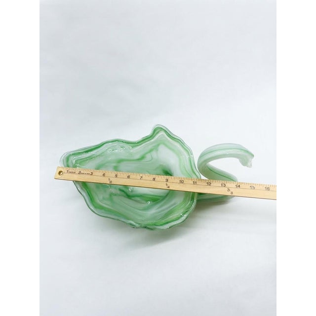 Mid-Century Modern Mid-Century Murano-Style Green Slag Glass Swan Figural Bowl For Sale - Image 3 of 4