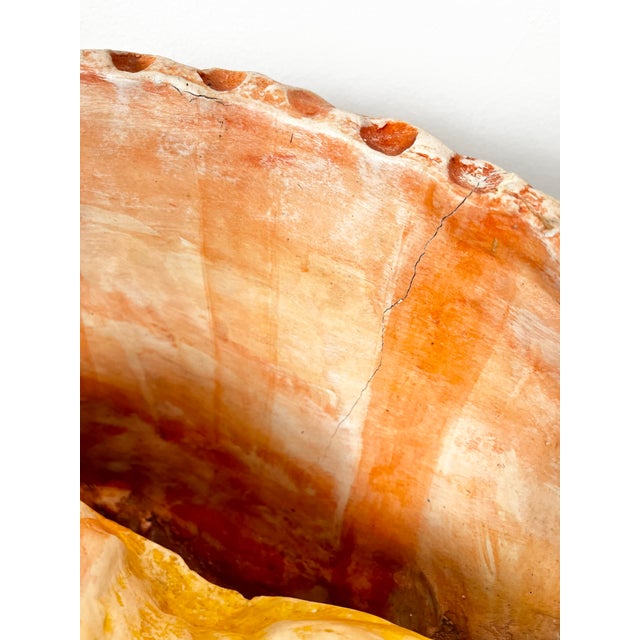 Large Vintage Mexican Hand Painted Ceramic Shell For Sale - Image 9 of 12