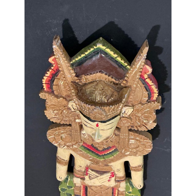 Gold Vintage, Balinese Legong Dancer Hand-Carved Wooden Wall Hanging Decorative Sculpture, Circa 50s For Sale - Image 8 of 12