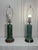 Vintage Mid Century Hollywood Regency Drip Glaze Ceramic Aqua, Brass & Gold Leaf Shaded Table Lamps, a Pair For Sale - Image 12 of 18