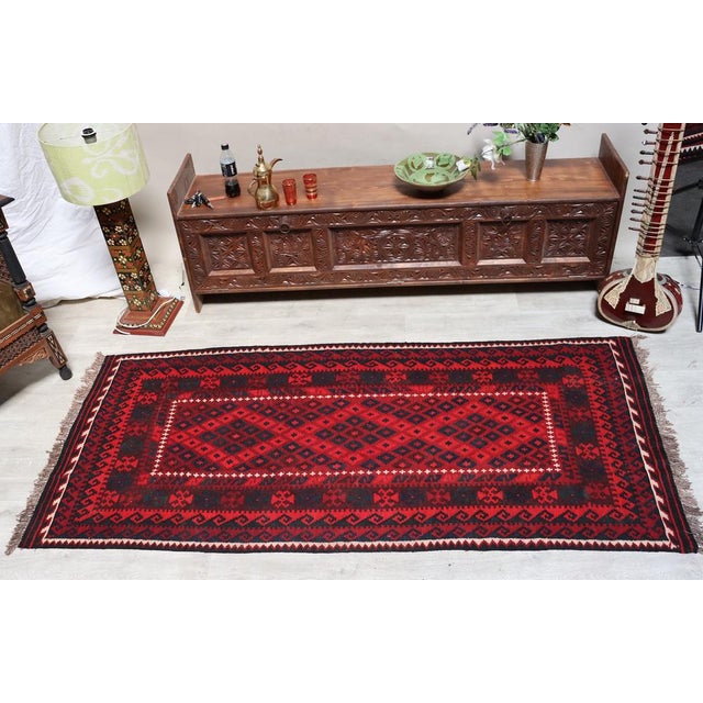 Vintage Handwoven Afghan Kilim Rug, 1980s For Sale - Image 3 of 14