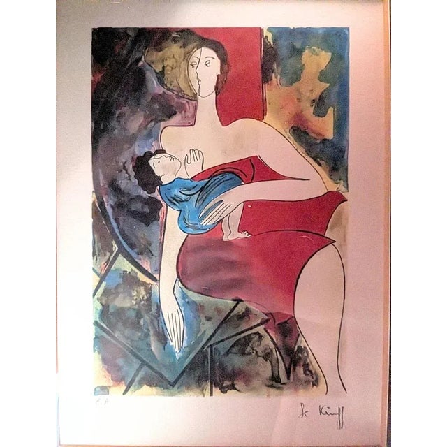 Linda Le Kinff, Maternity, Color Lithograph, 1980s, Framed For Sale - Image 4 of 4