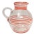 Art Deco Blown Glass Red Striped Bulbous Form Pitcher / Jug For Sale