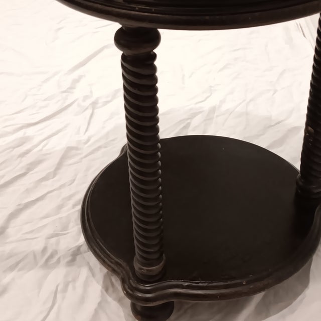 Wood Vintage Hitchcock Ebonized Round Hooker Side/End Table For Sale - Image 7 of 14