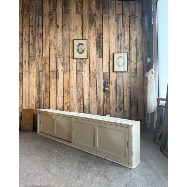 Vintage Patinated Cabinet with Sliding Doors, 1940s For Sale - Image 10 of 18