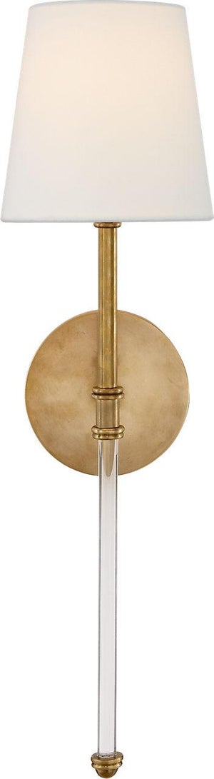 Suzanne Kasler for Visual Comfort Signature Camille Sconce in Hand-Rubbed Antique Brass with Linen Shade