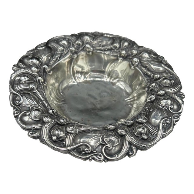 Sterling Silver " Lilly of the Valley " Bon Bon Dish by Whiting Division For Sale