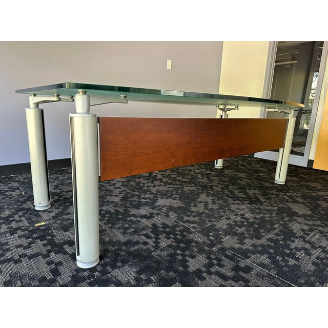 Executive Glass Top Desk With Privacy Panel For Sale In New York - Image 6 of 6