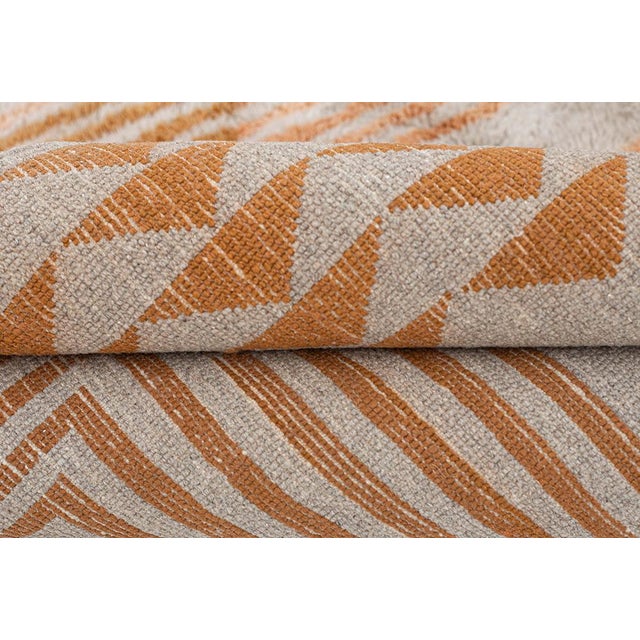 Burnt Orange Layered Geometric Hand-Knotted Moroccan Wool Rug | 9'9" X 8'3" | One of a Kind For Sale - Image 8 of 8