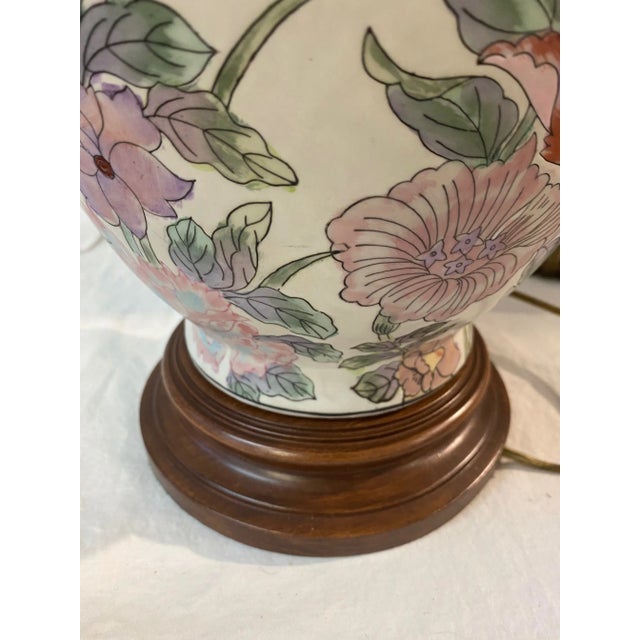 Cream Vintage Floral Porcelain Table Lamp For Sale - Image 8 of 10