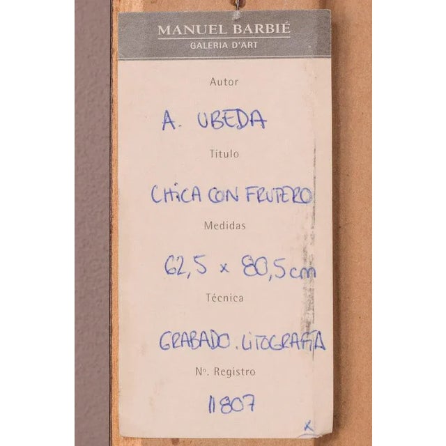 Agustín Ubeda, Lady with Fruit, Silkscreen For Sale - Image 12 of 13