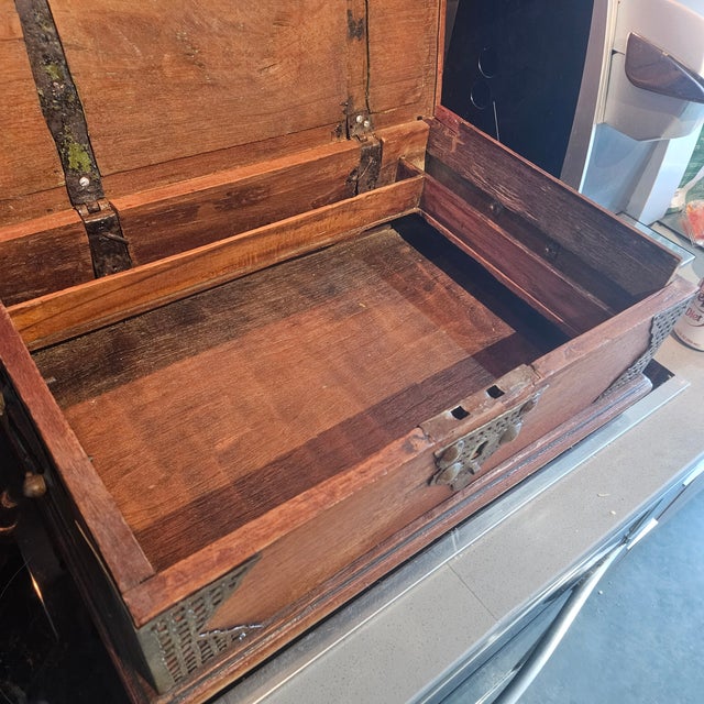 Wood Large 18th Century Portuguese Colonial Padouk Wood Writing Desk For Sale - Image 7 of 12