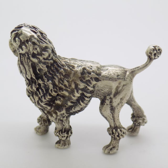 Vintage Italian Handmade Genuine Silver Poodle Dog Large Detailed Solid Figurine For Sale - Image 6 of 11
