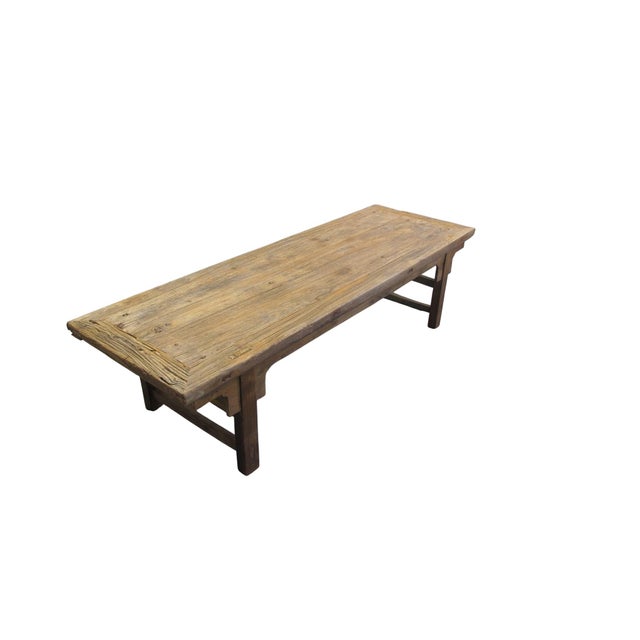 Vintage 86" Long Elm Bench For Sale - Image 4 of 13