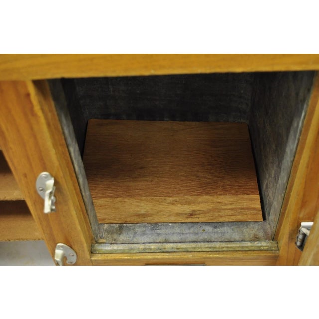 Antique Rh Macy Co Victorian Oak Wood 3 Door Ice Box Vintage Refrigerator Chest For Sale - Image 16 of 18