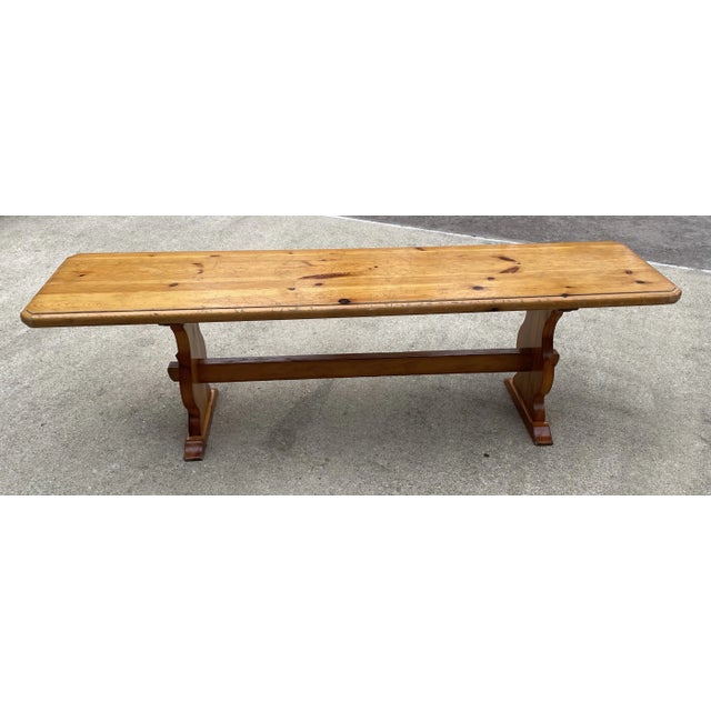 French Country Brutalist Trestle Bench For Sale In Dallas - Image 6 of 10