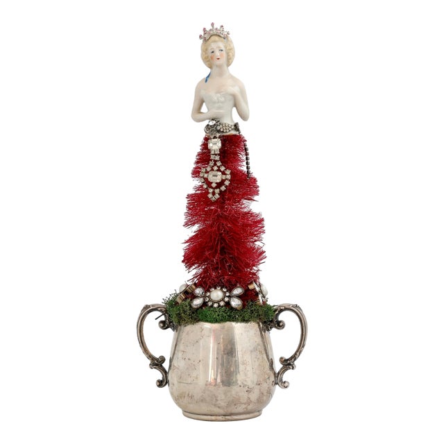 Antique Beauty Queen Jeweled Bottle Brush Tree For Sale