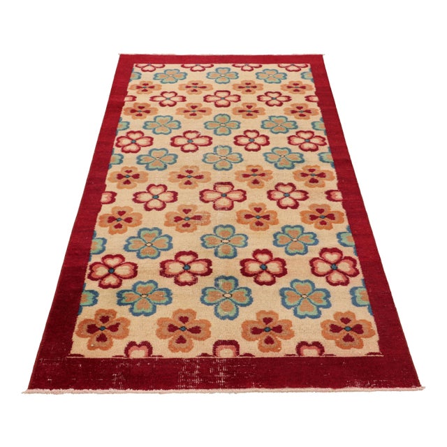 1960s Vintage Zeki Müren Runner in Beige With Colorful Floral Pattern From Rug & Kilim For Sale - Image 5 of 7