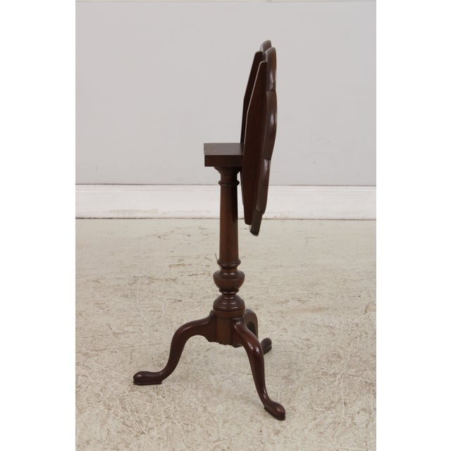 Biggs Scallop Tilt Top Mahogany Candle Stand Table For Sale - Image 4 of 12