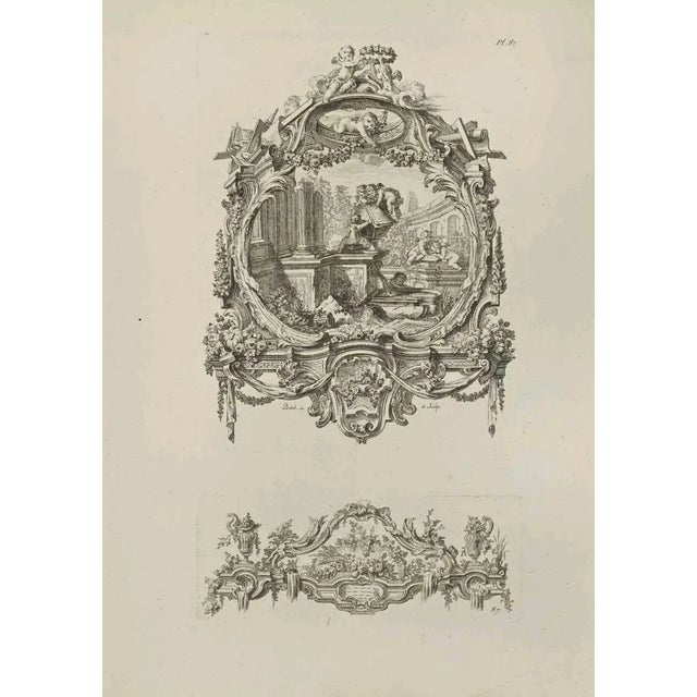 Dreamy landscape is an etching realized by Pierre-Edme Babel in 18th Century. Good conditions. Signed in plate. The...