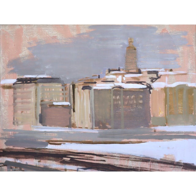 1971 Modernist 'City Forms' Swedish Expressive Urban Cityscape Oil Painting, Framed For Sale - Image 10 of 12
