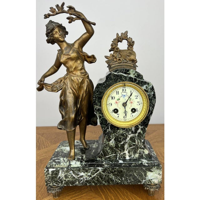 Vintage French Style Marble Clock For Sale - Image 3 of 18