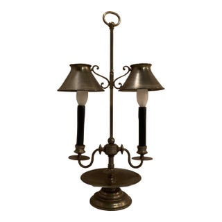 Vintage Adjustable Double Arm Antique Brass Lamp For Sale