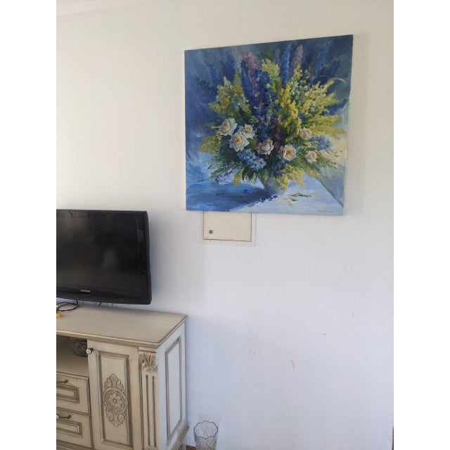 Paint Ivanna Hamuliak Floral Still Bouquet Original Oil Painting on Canvas For Sale - Image 7 of 7