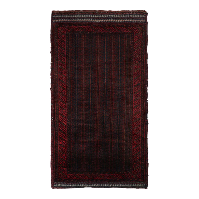 Rug & Kilim’s Baluch Tribal Rug With Deep Red and Blue Geometric Patterns For Sale