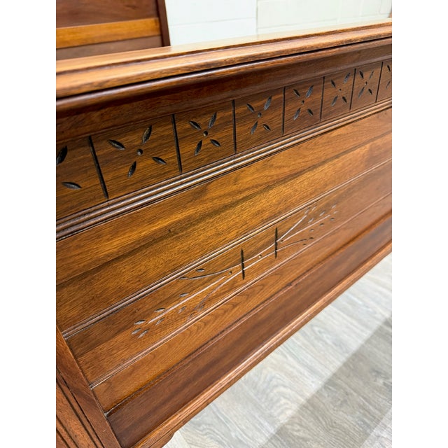 Late 19th Century Antique Full Size Late 19th Century Victorian Eastlake Walnut Bed For Sale - Image 5 of 12
