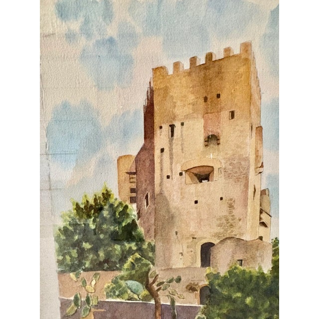 Mid 20th Century Framed French Watercolor Painting of Roquebrune a-M Le Chateau For Sale - Image 6 of 12