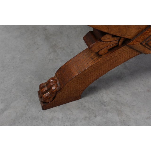 19th Century Gothic Revival Flemish Oak Footstool, Belgium For Sale - Image 11 of 15