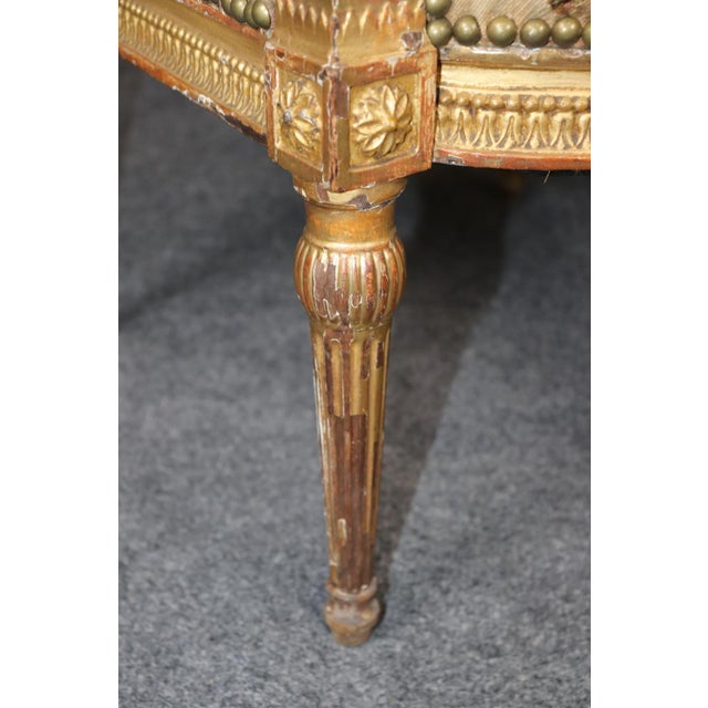 Single 19th Century French Louis XVI Style Giltwood Aubusson Armchair For Sale In Philadelphia - Image 6 of 14