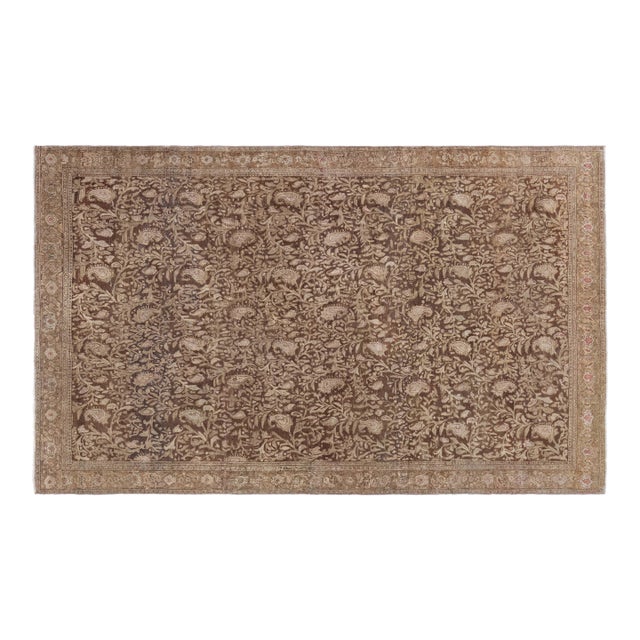 19th Century Senneh Persian Brown Handmade Wool Rug For Sale
