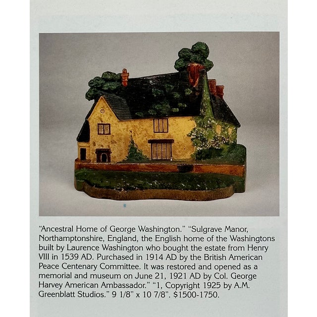 Rare & Large Antique Sulgrave Manor George Washington Ancestral Home Cast Iron Doorstop by Greenblatt Studios - Dated 1925 For Sale - Image 15 of 18