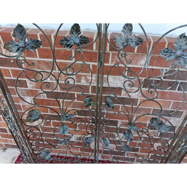 Antique 4 Panel Iron Screen. For Sale - Image 12 of 15