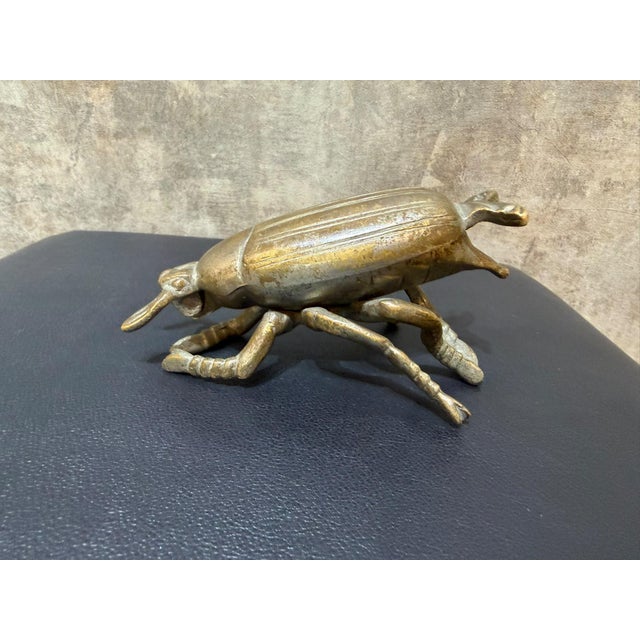 Brass Vintage Cast Brass Beetle Ashtray For Sale - Image 8 of 10