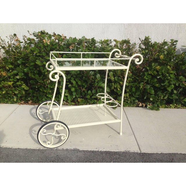 Mid-Century Modern Early 20th Century Wrought Iron Tea Cart Garden Furniture For Sale - Image 3 of 5